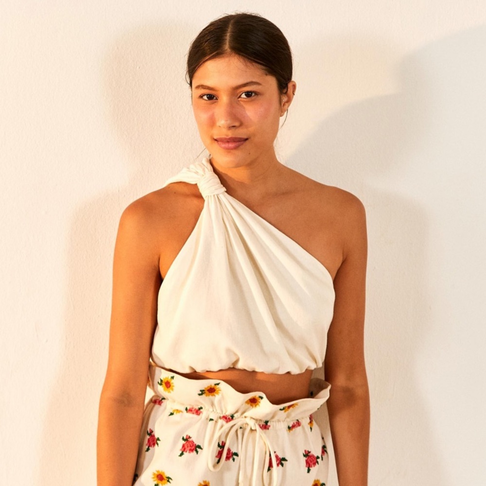 FAMR RIO White Knot Crop Top NWT